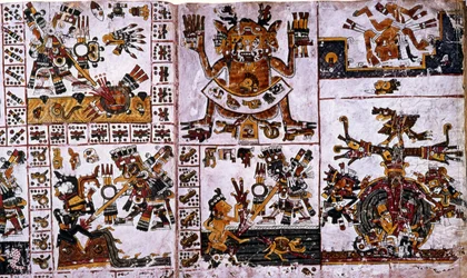 Detail (Codex Borgia) - Angriffe von Tlauizcalpantecuhtli, dem Gott Venus